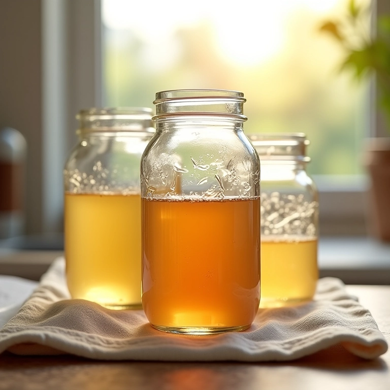 Potes de vidro esterilizados para geleia.