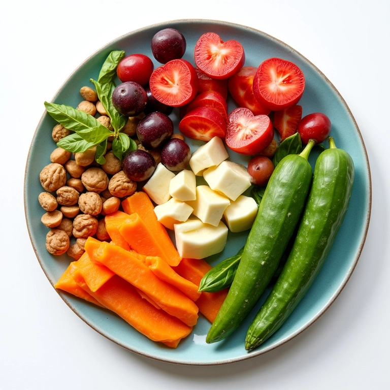Prato colorido com alimentos saudáveis para uma barba forte e cheia.