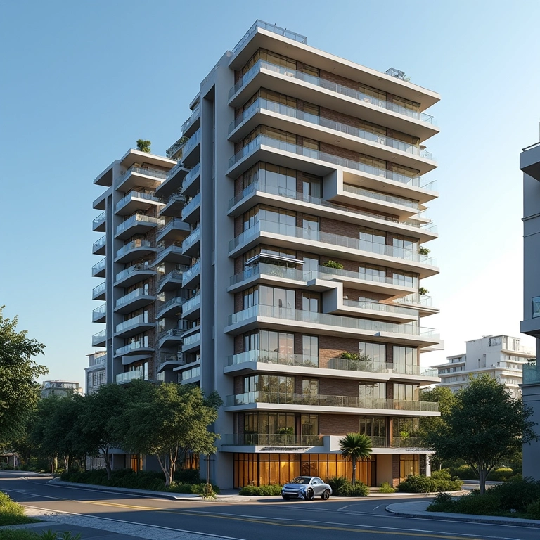 Prédio de apartamentos moderno representando fundos imobiliários.