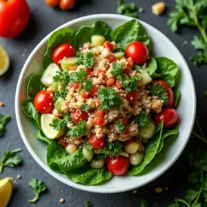 Temperar Salada De Forma Deliciosa E Criativa Preparação de salada colorida com ingredientes frescos e diversos molhos.