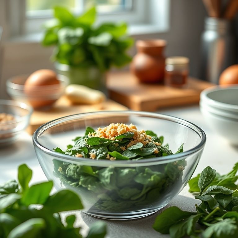 Preparação simples e rápida de bolinhos de espinafre.