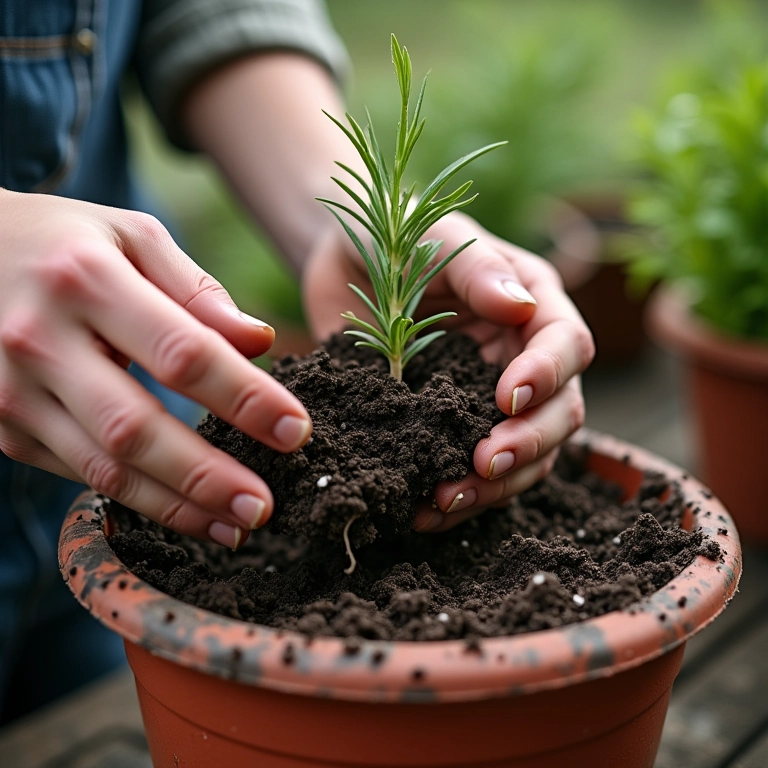Preparando a mistura ideal para alecrim.