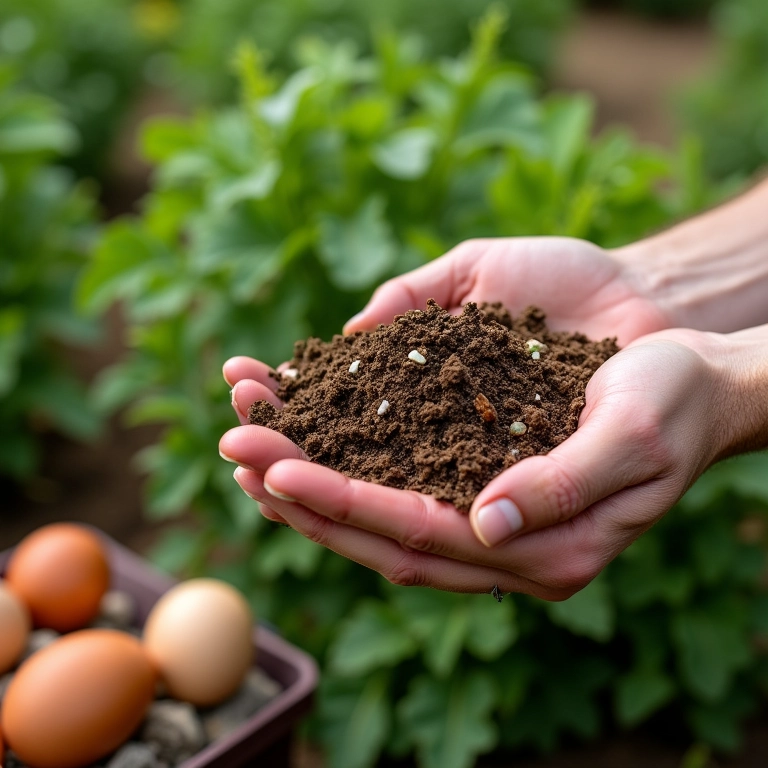Preparando adubo orgânico caseiro.