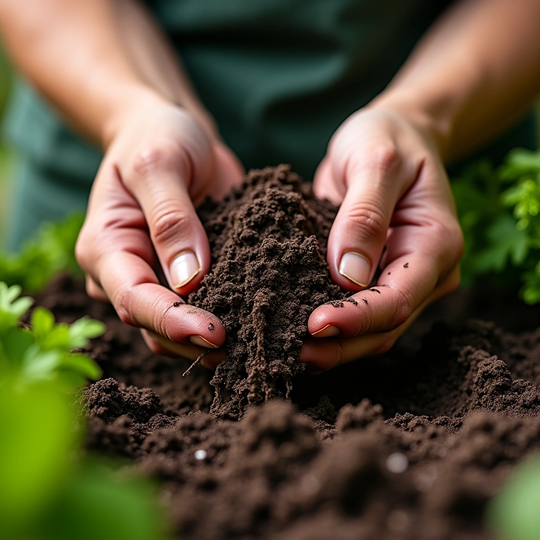 Preparando o solo com adubo orgânico para o plantio do peixinho da horta.
