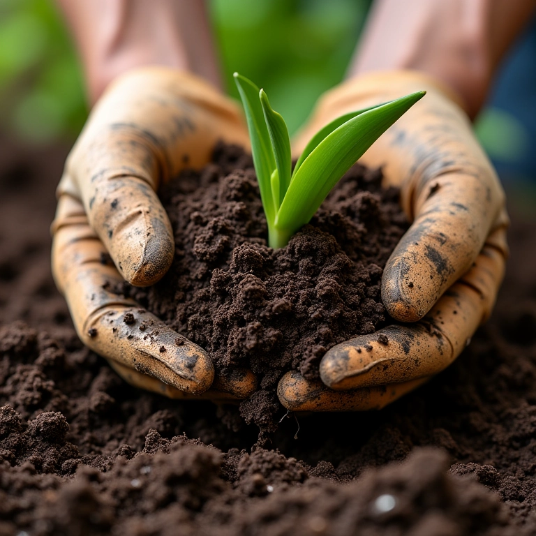 Preparando o solo para o plantio de tulipas.