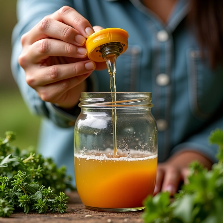 Preparo caseiro de solução para controle de pragas.