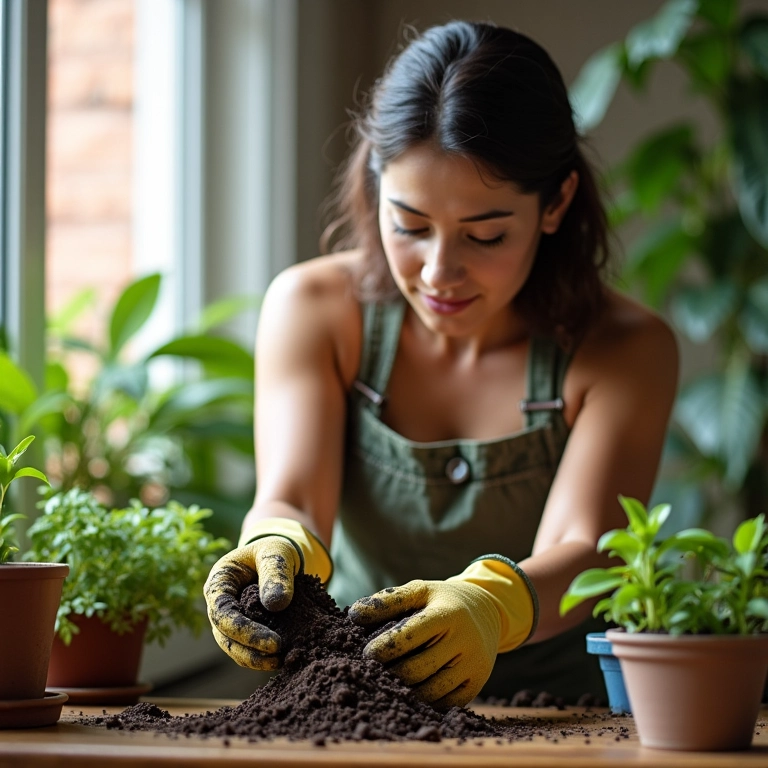 Preparo do solo para plantar em apartamento.