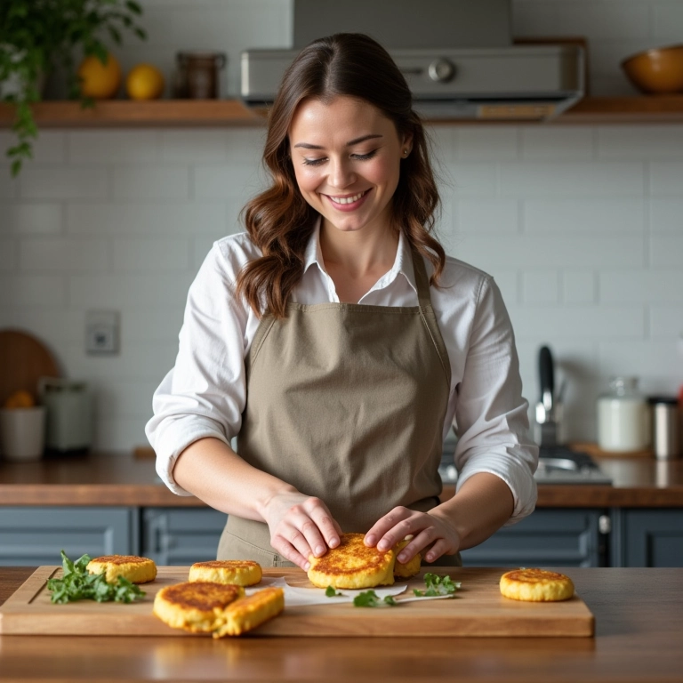 Preparo fácil de bolinhos de bacalhau na cozinha.