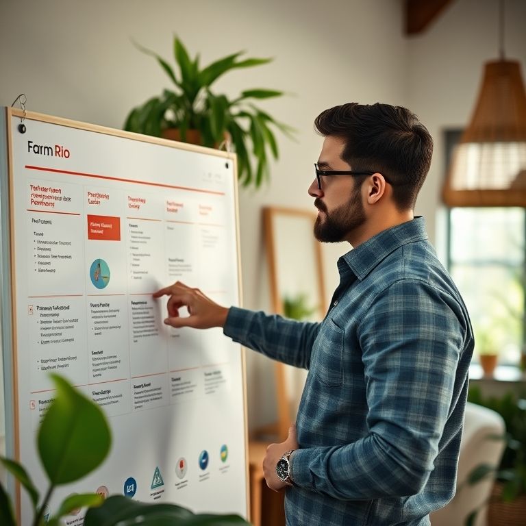 Priorização de tarefas com base no valor entregue. Kanban, escritório Farm Rio.