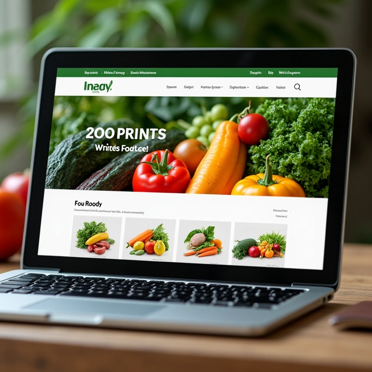 Produtos orgânicos sendo vendidos em uma loja online.