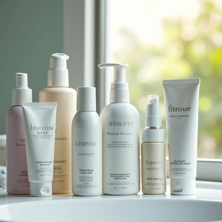 Produtos para selagem capilar: queratina, shampoo, máscara.