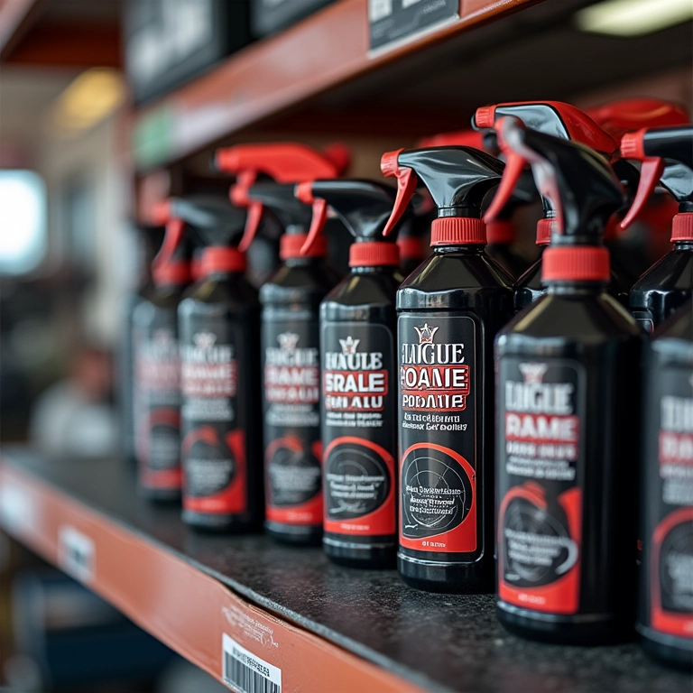 Produtos recomendados para cuidar dos freios em prateleira.