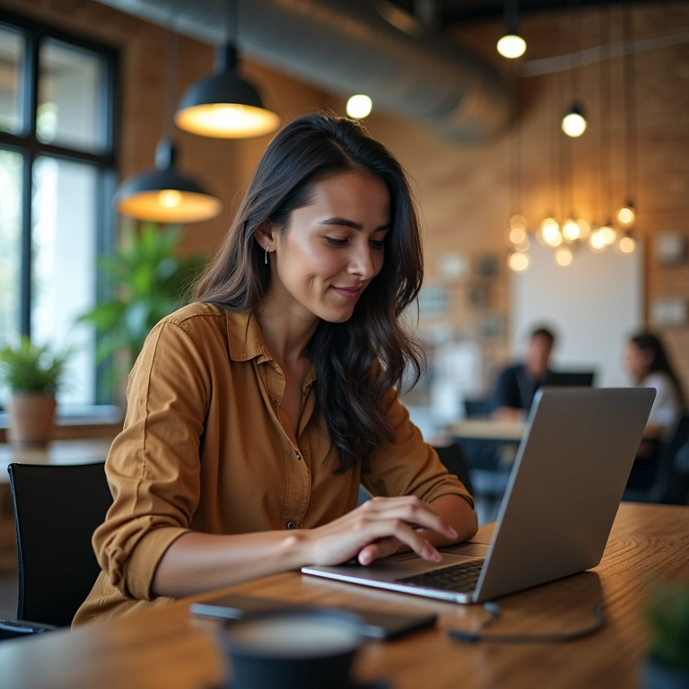 Profissional em espaço de coworking buscando conhecimento e oportunidades, incentivado pela meritocracia.