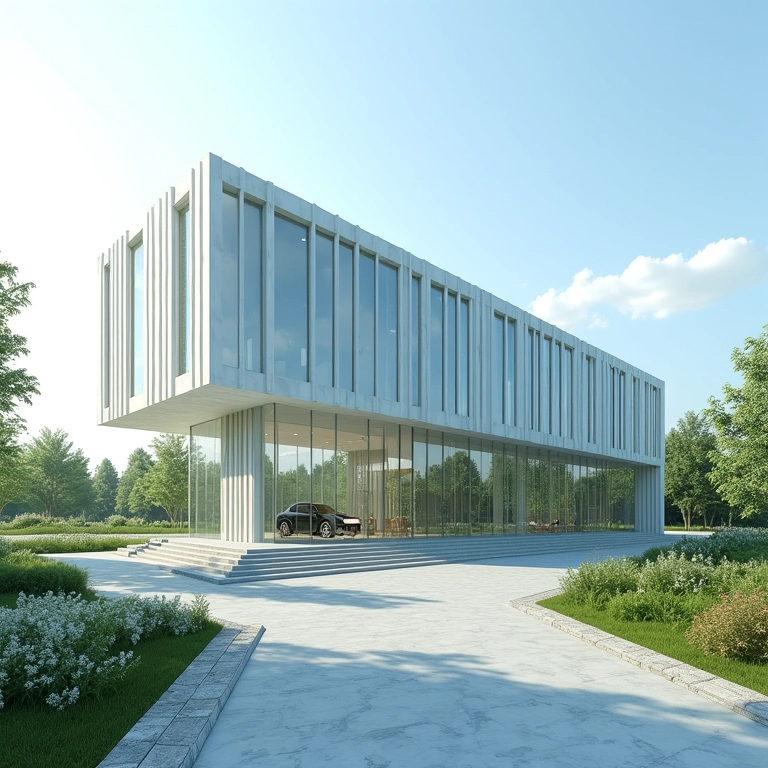 Projeto de embaixada futurista e sustentável.