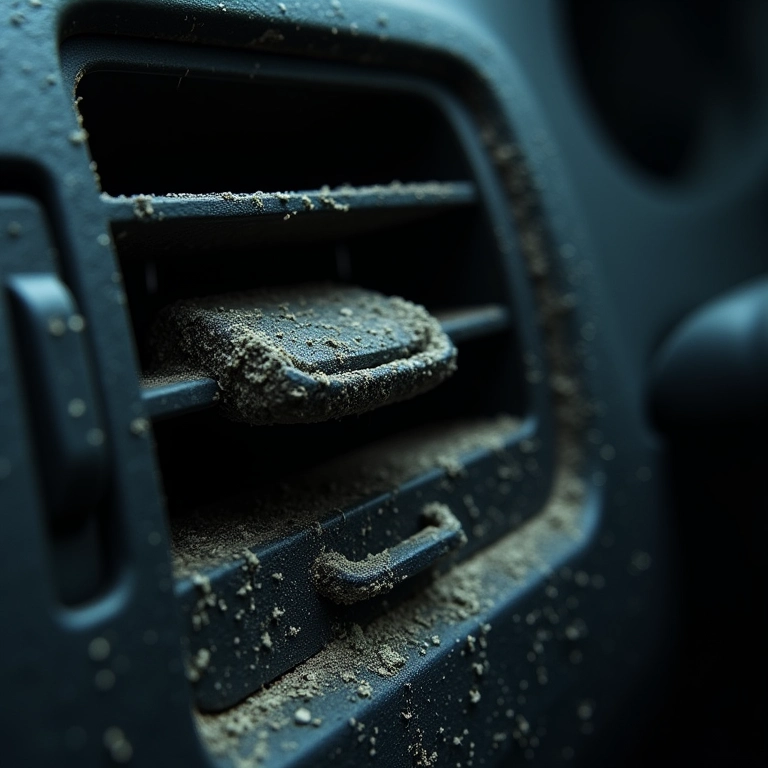 Proliferação de fungos e bactérias em um sistema de ar condicionado automotivo.