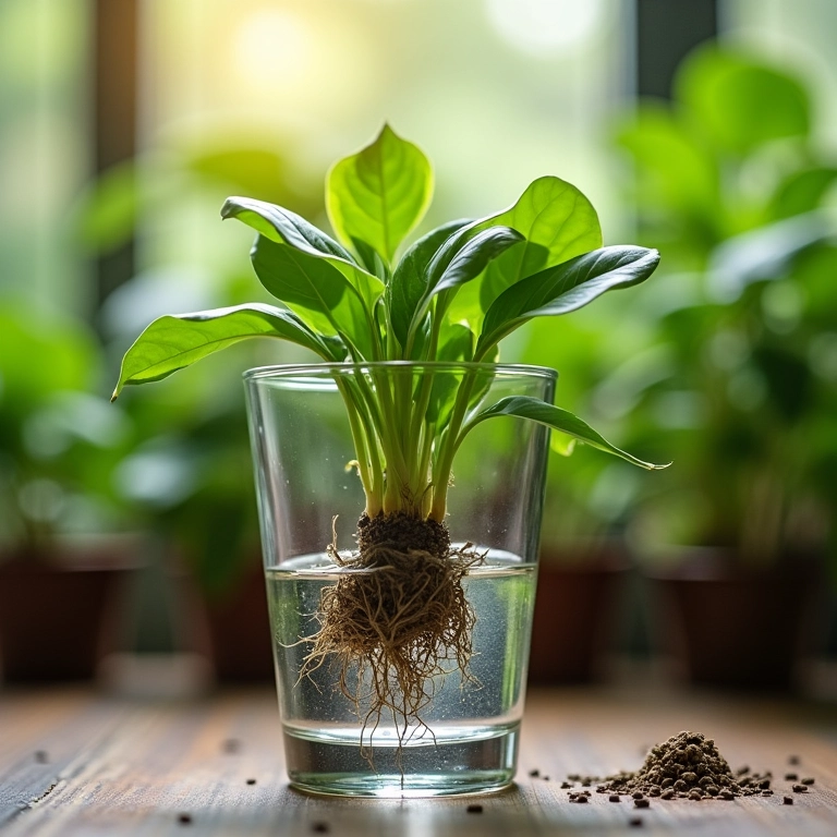 Propagando impatiens por estaquia em água.