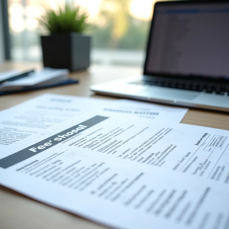 Proposta de serviços e honorários de contador detalhada sobre mesa.