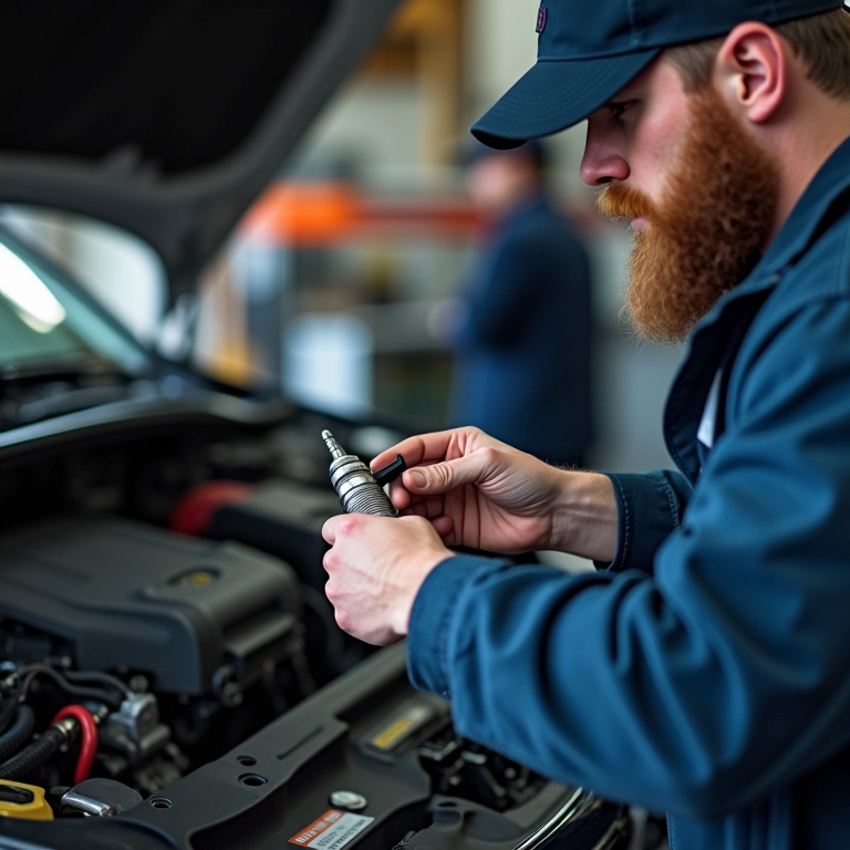 Proprietário verificando a compatibilidade dos cabos de vela com o modelo do carro.