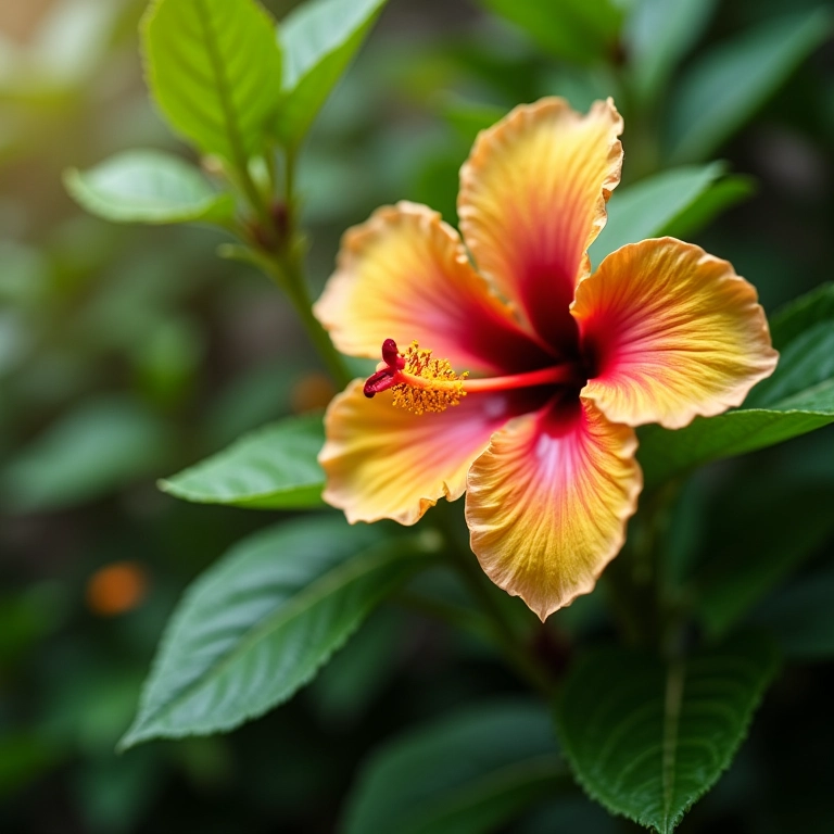 Protegendo o hibisco contra pragas com solução orgânica.