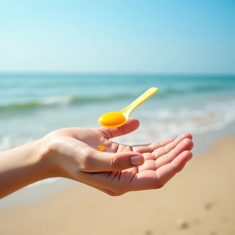 Protetor solar comparado ao tamanho de uma colher de chá.