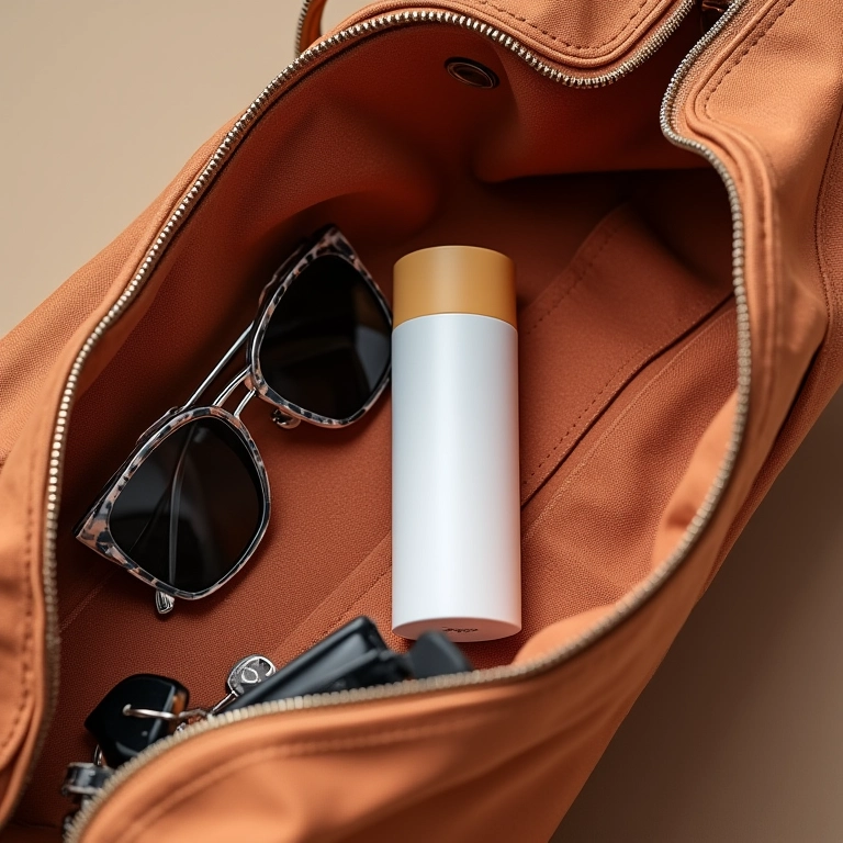 Protetor solar em bastão fácil de transportar.