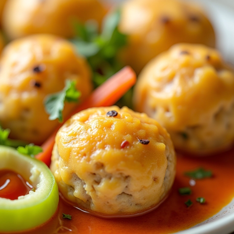Purê de bolinho de carne com legumes para bebê.