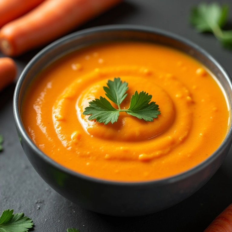 Purê de cenoura com batata doce e curry em uma tigela moderna.