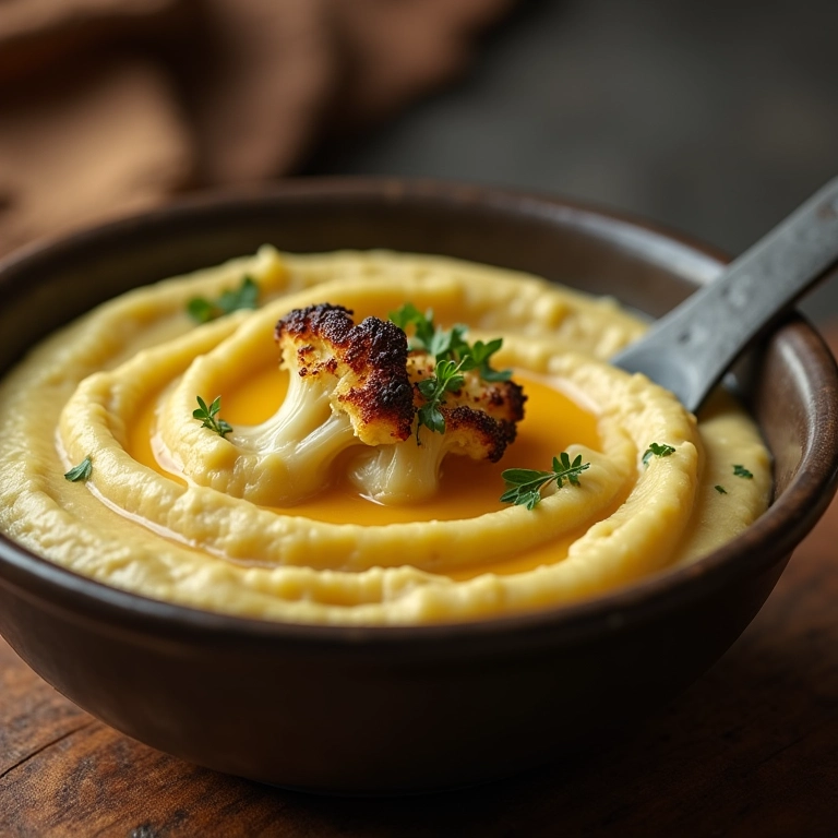 Purê de couve-flor defumado, surpreendente.