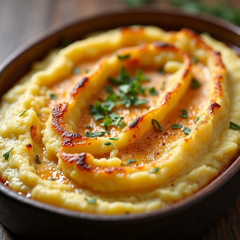 Purê de couve-flor gratinado, toque sofisticado.