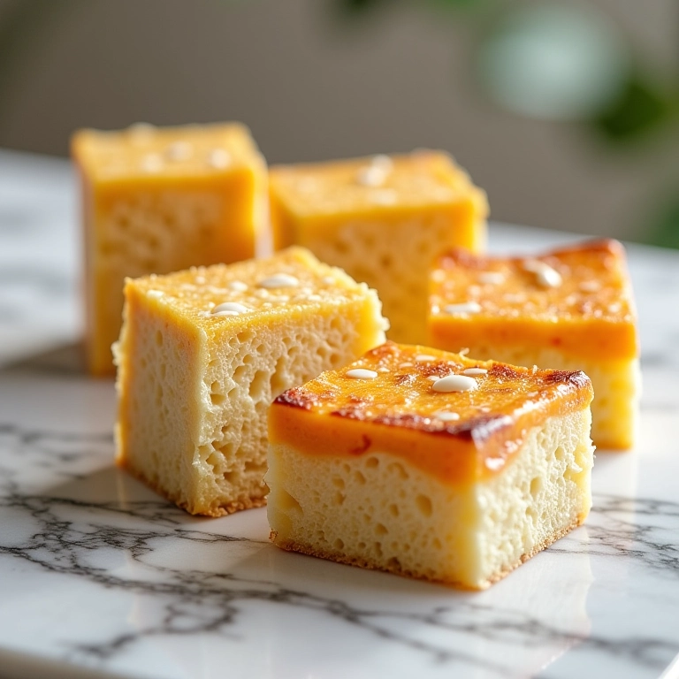 Quadrados de palha italiana sobre uma base de mármore.