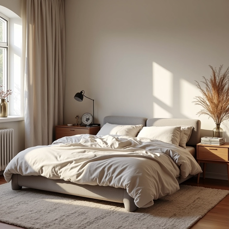 Quarto aconchegante com rodameio simples e econômico.