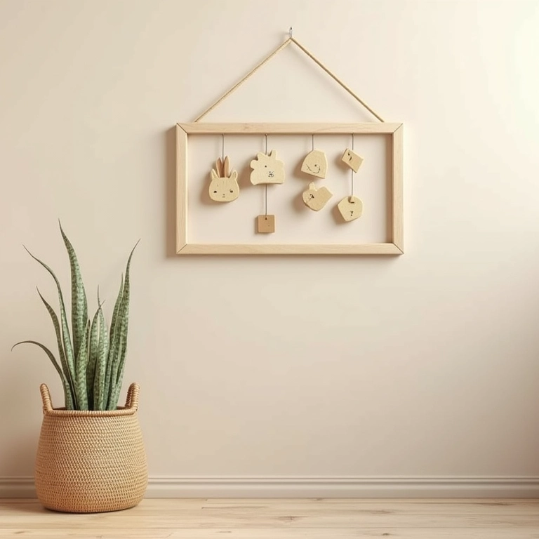 Quarto de bebê neutro com elementos naturais na decoração.