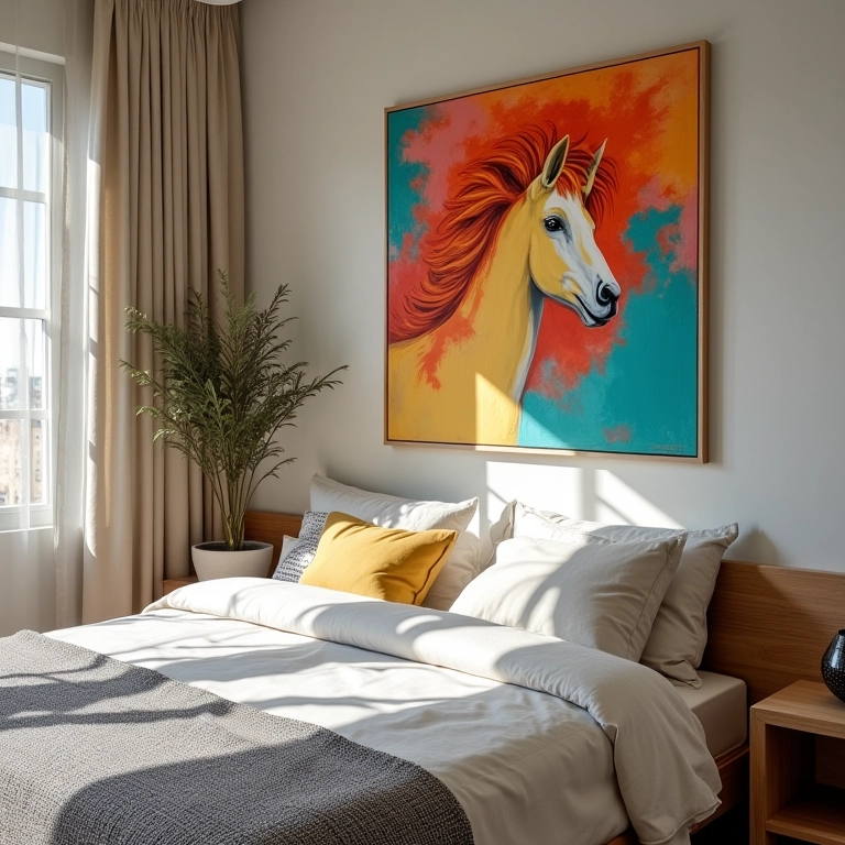 Quarto estiloso com rodameio pintado de forma criativa.