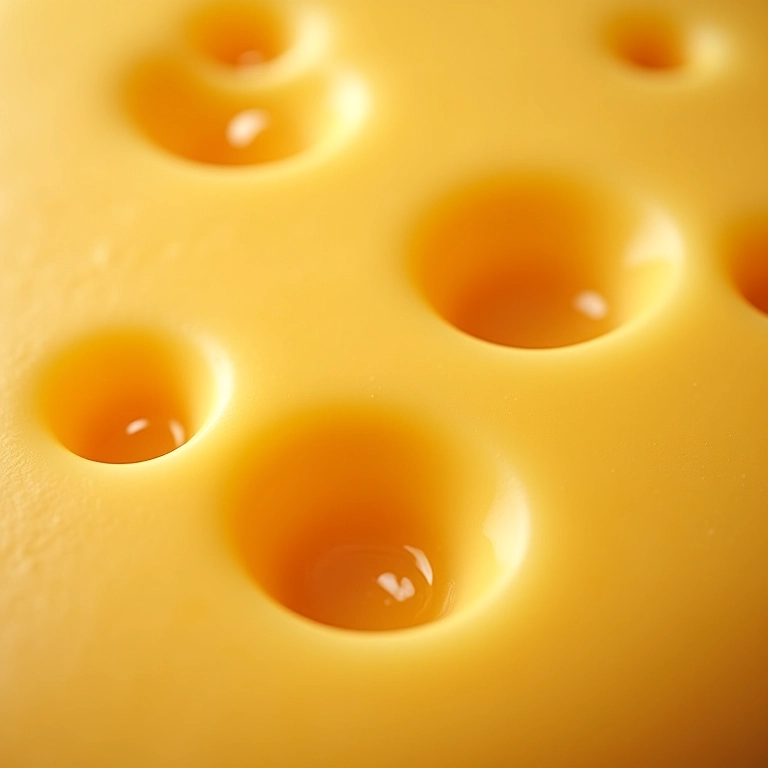 Queijo em fermentação: close-up das bactérias formando os furos.