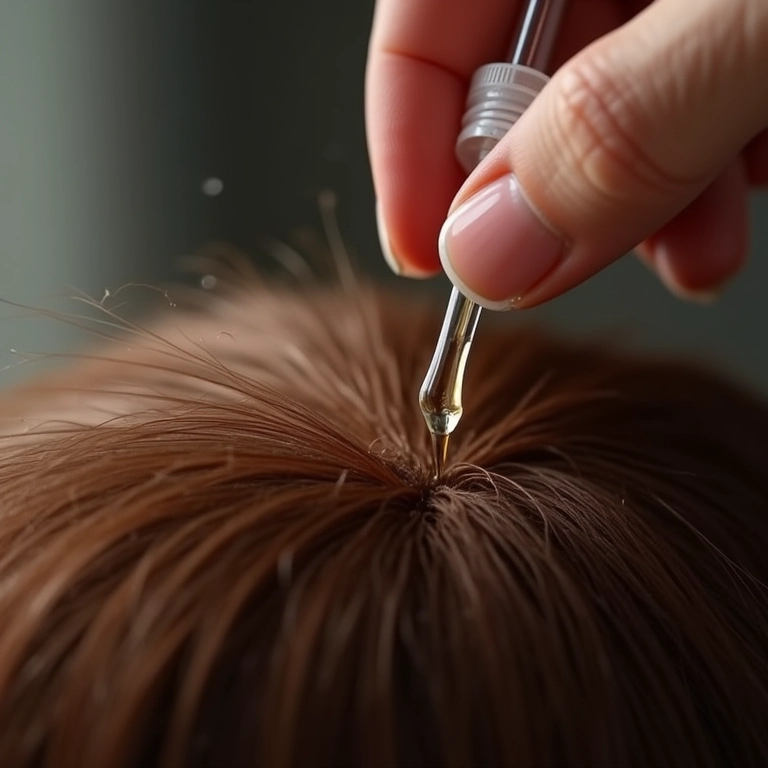 Queratina líquida sendo aplicada nos fios de cabelo.