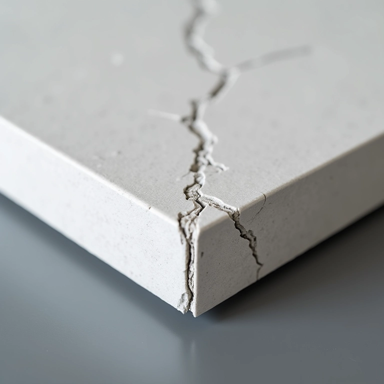 Rachadura em canto vivo de Silestone.