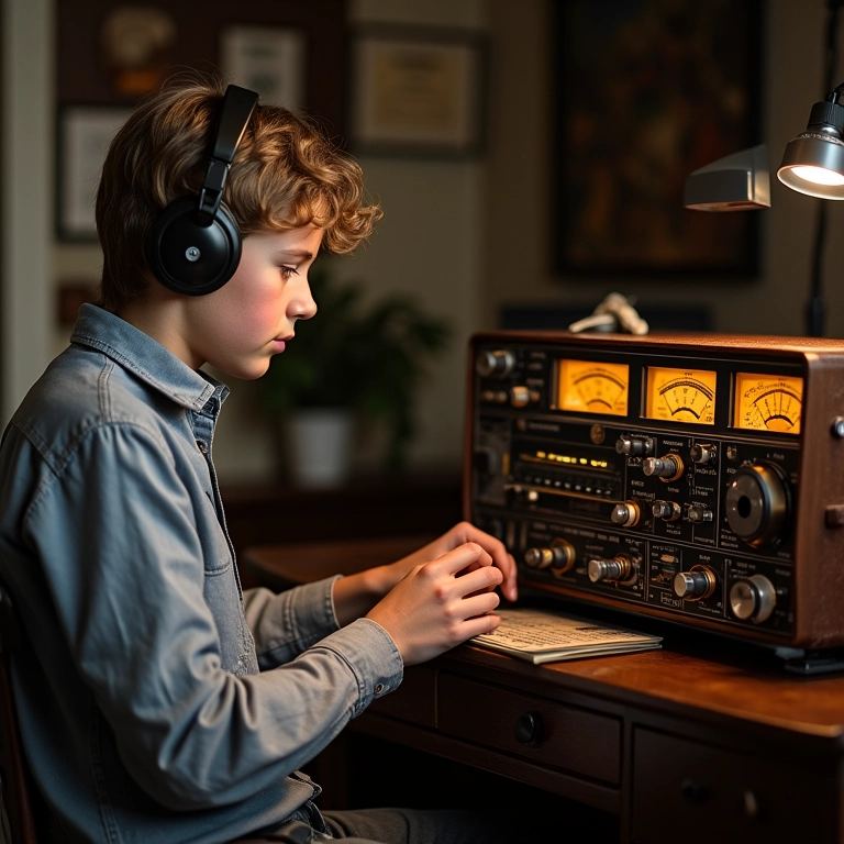 Radioamador utilizando código Morse, mantendo viva a tradição.