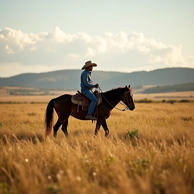 Rancho gaúcho tradicional no sul do Brasil, com paisagem dos pampas.