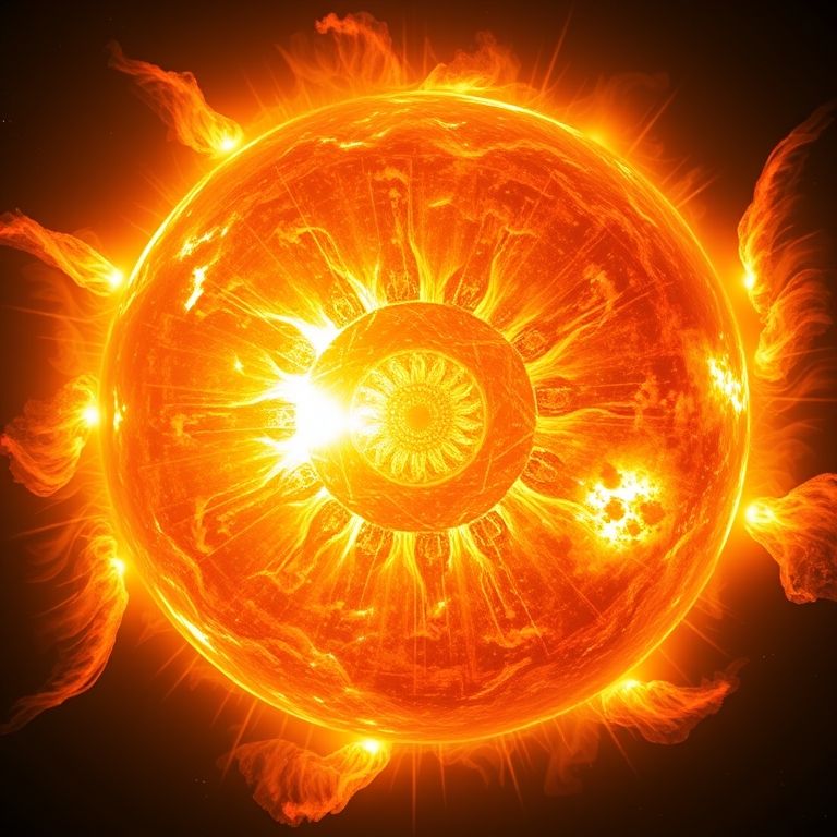 Reações de fusão no núcleo do sol.