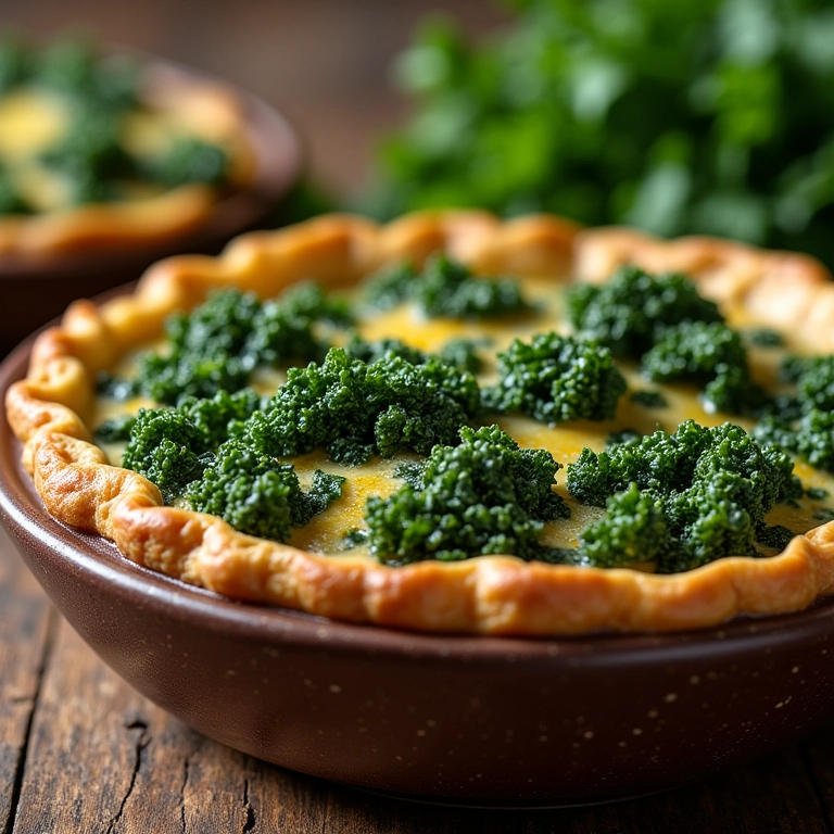 Recheio de couve para tortas e quiches, uma opção saudável e saborosa.