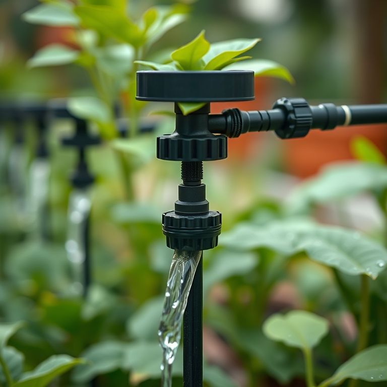 Rega personalizada para diferentes tipos de plantas com o sistema de gotejamento.