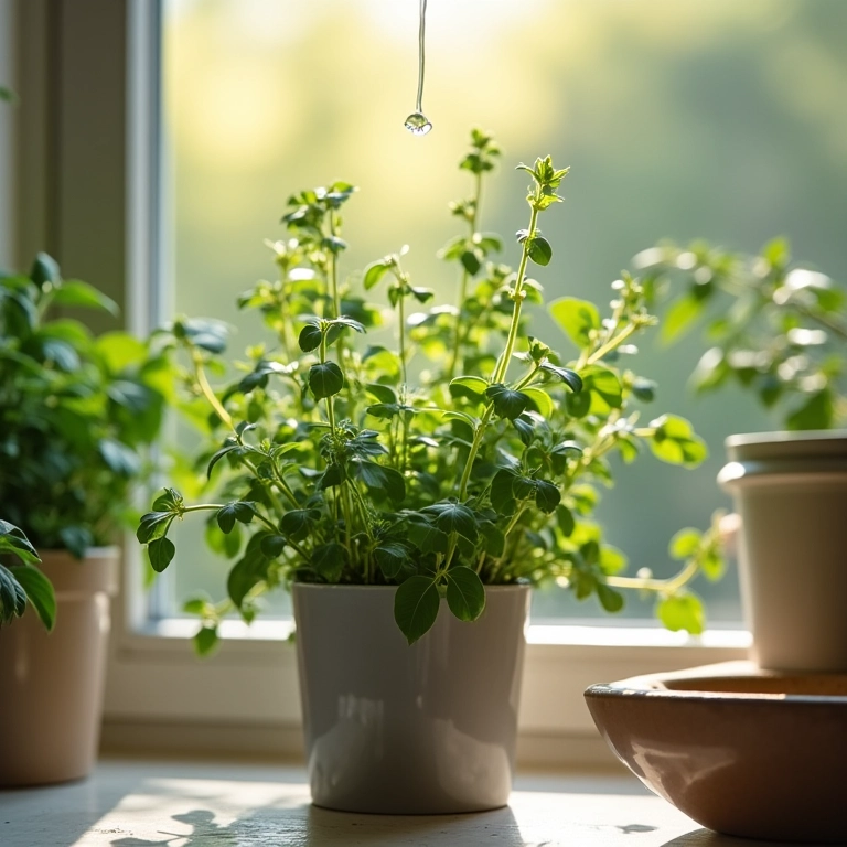 Regando o tomilho na frequência ideal.