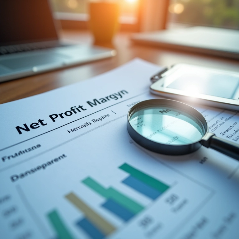 Relatório financeiro mostrando a Margem de Lucro Líquida.