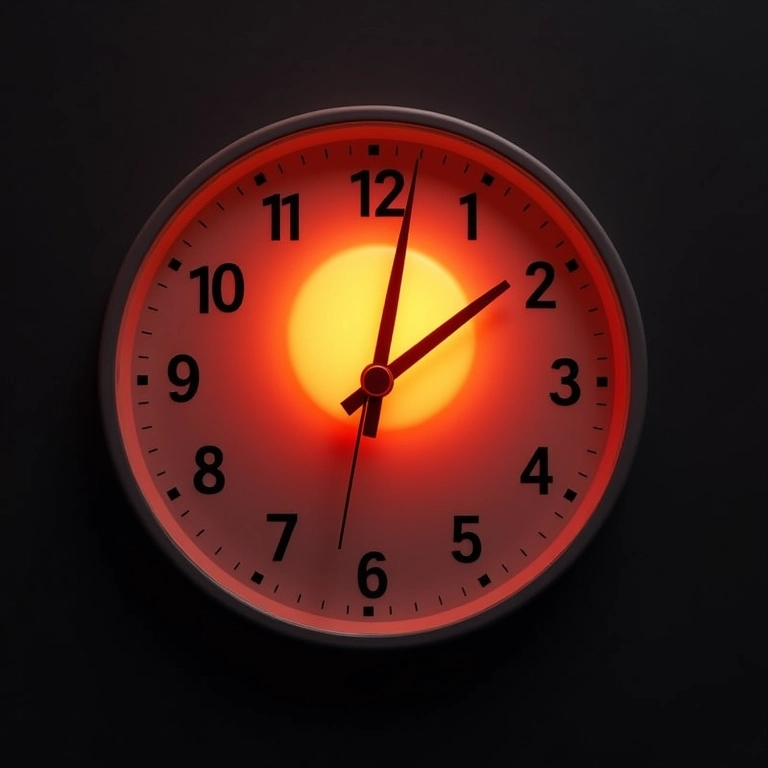 Relógio marcando meia-noite com o sol brilhando