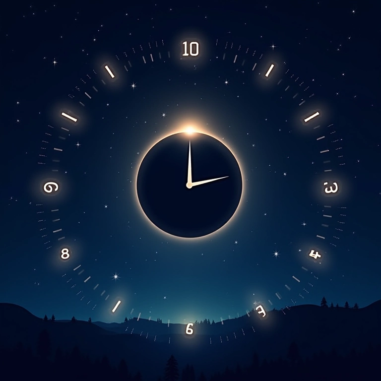 Relógio mostrando o melhor horário para observar o eclipse lunar.