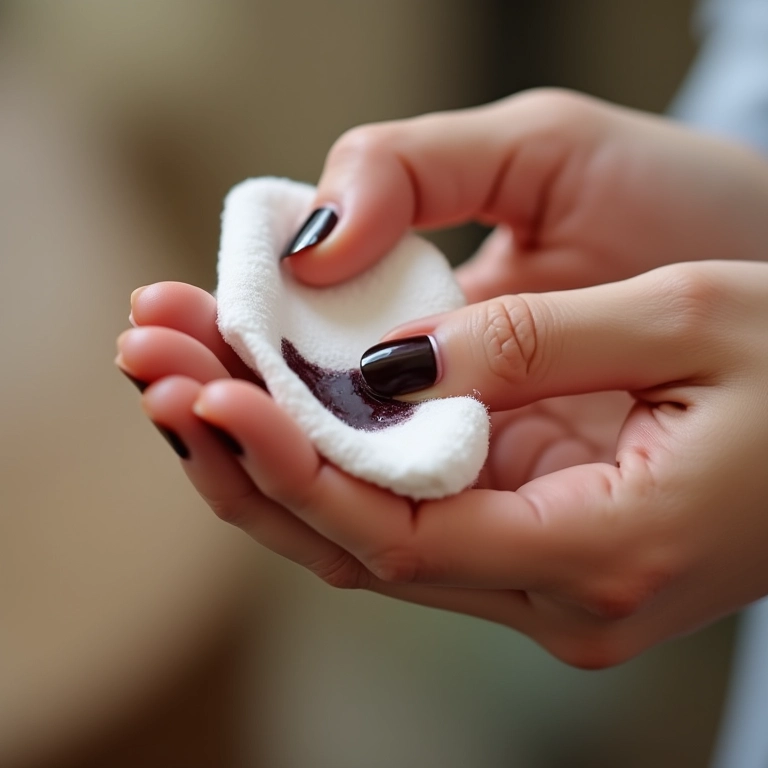 Remoção suave do esmalte com algodão.