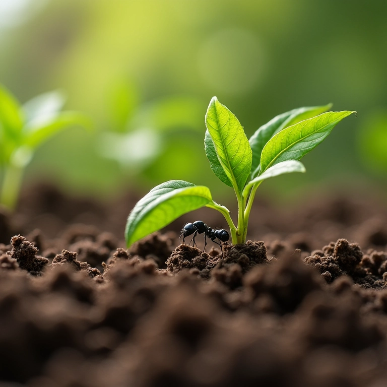 Repelente natural de formigas sendo aplicado na base da planta.