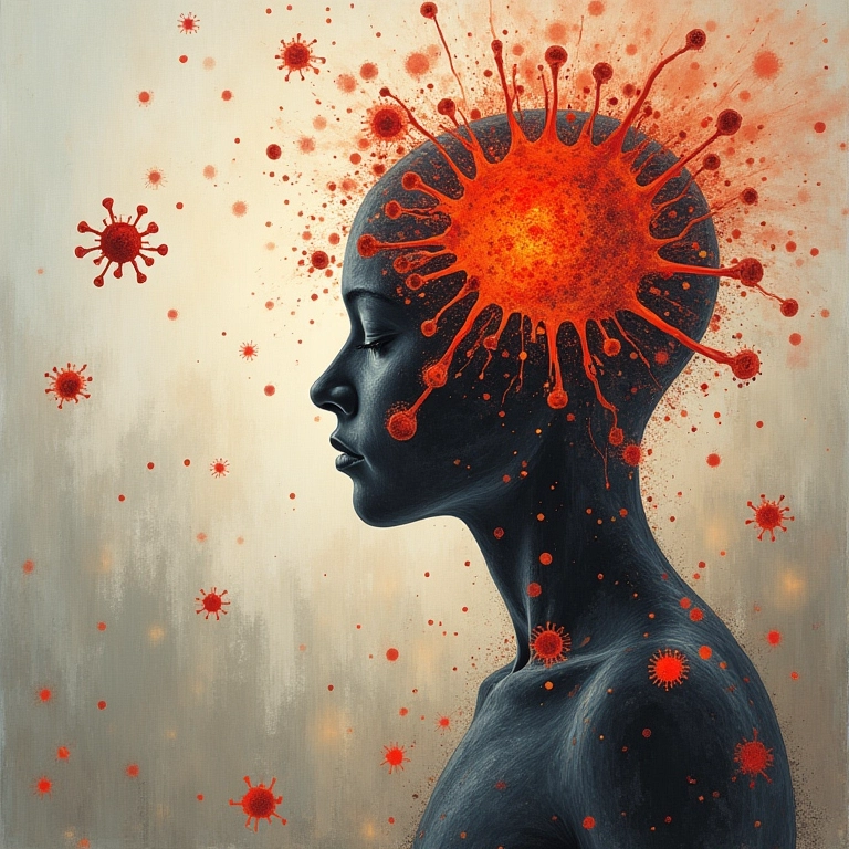 Representação abstrata da supressão do sistema imunológico.