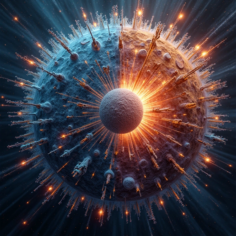 Representação da busca por uma teoria da unificação, combinando a gravidade com outras forças.