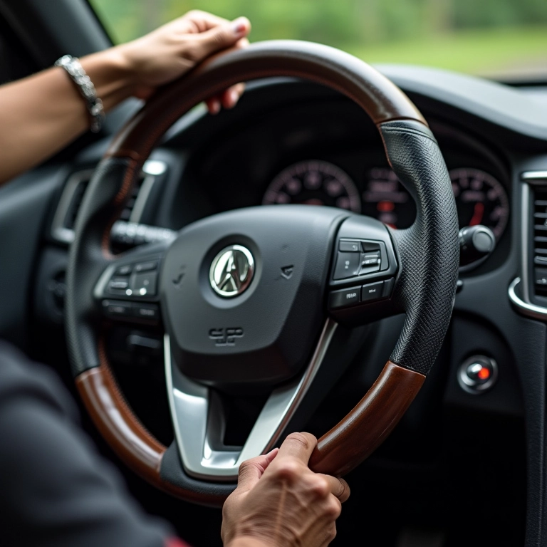 Restauração de volante em couro.